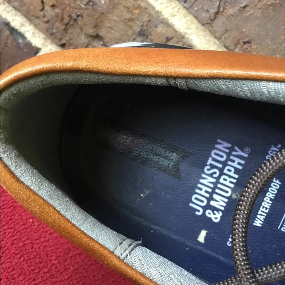 Johnston & Murphy Tan Leather Derby with White Sole